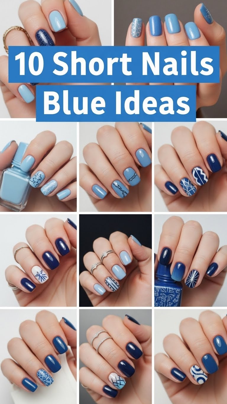 10 Short Nails Blue ideas